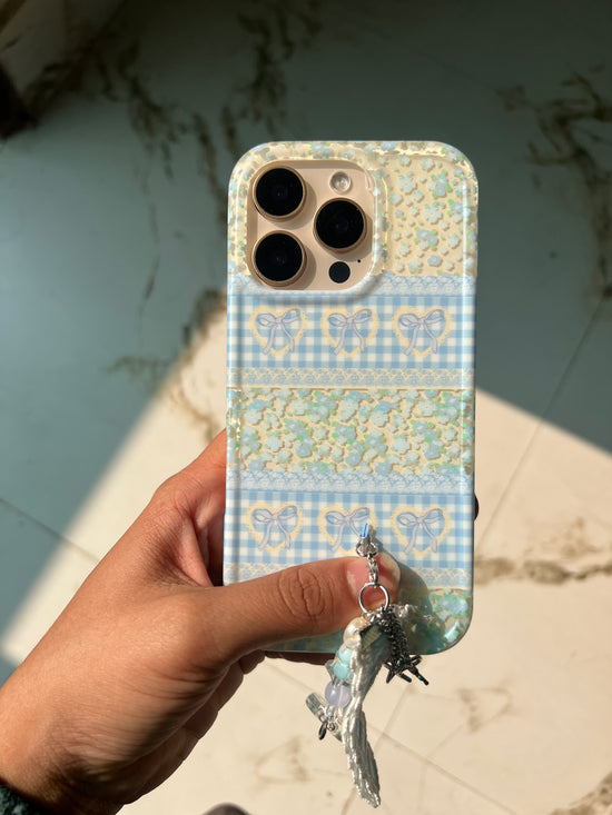 Pastel Bow & Floral Aesthetic iPhone Case With Charm Strap