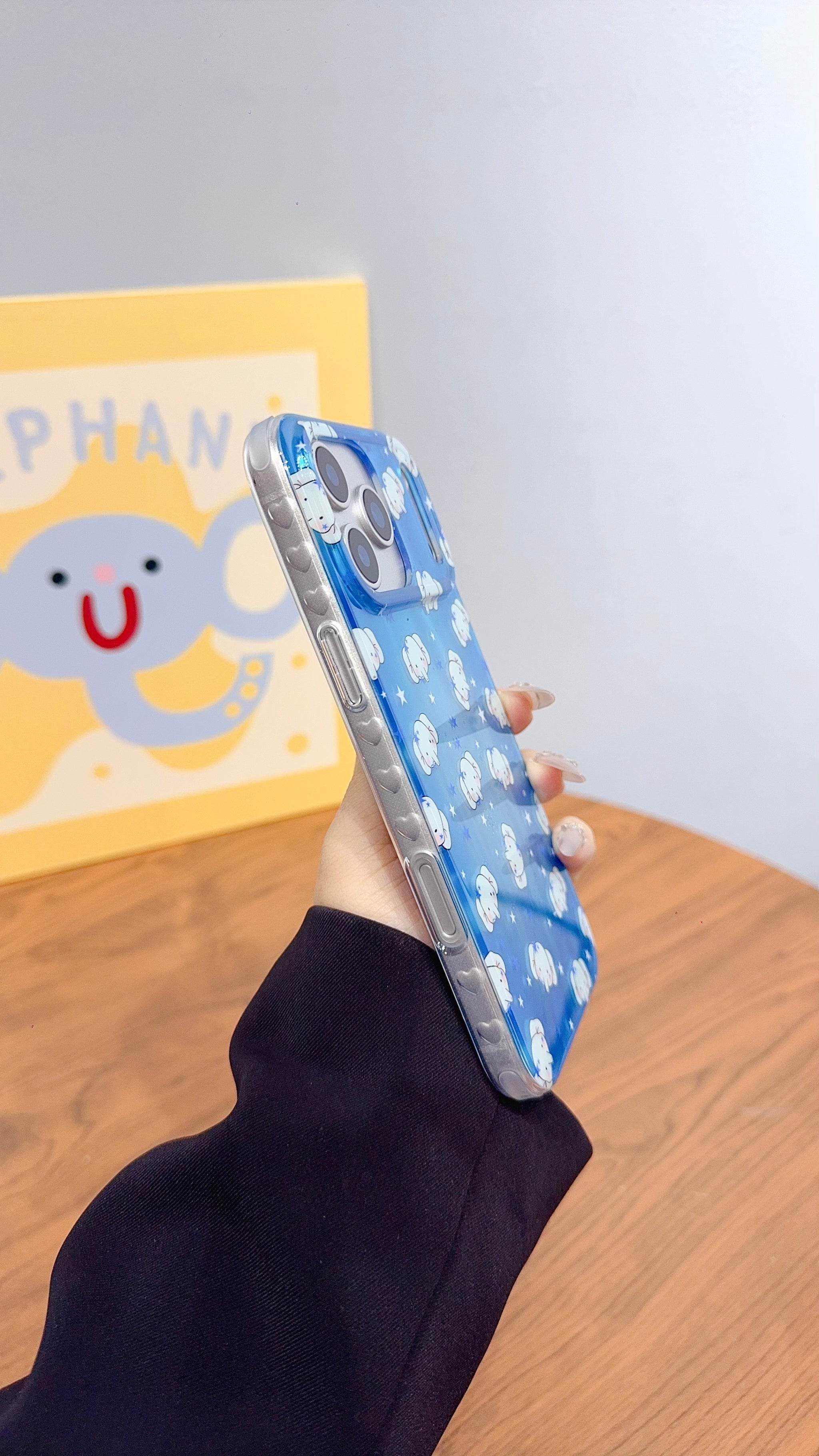 Adorable Blue Elephant Phone Case with Beaded Charm