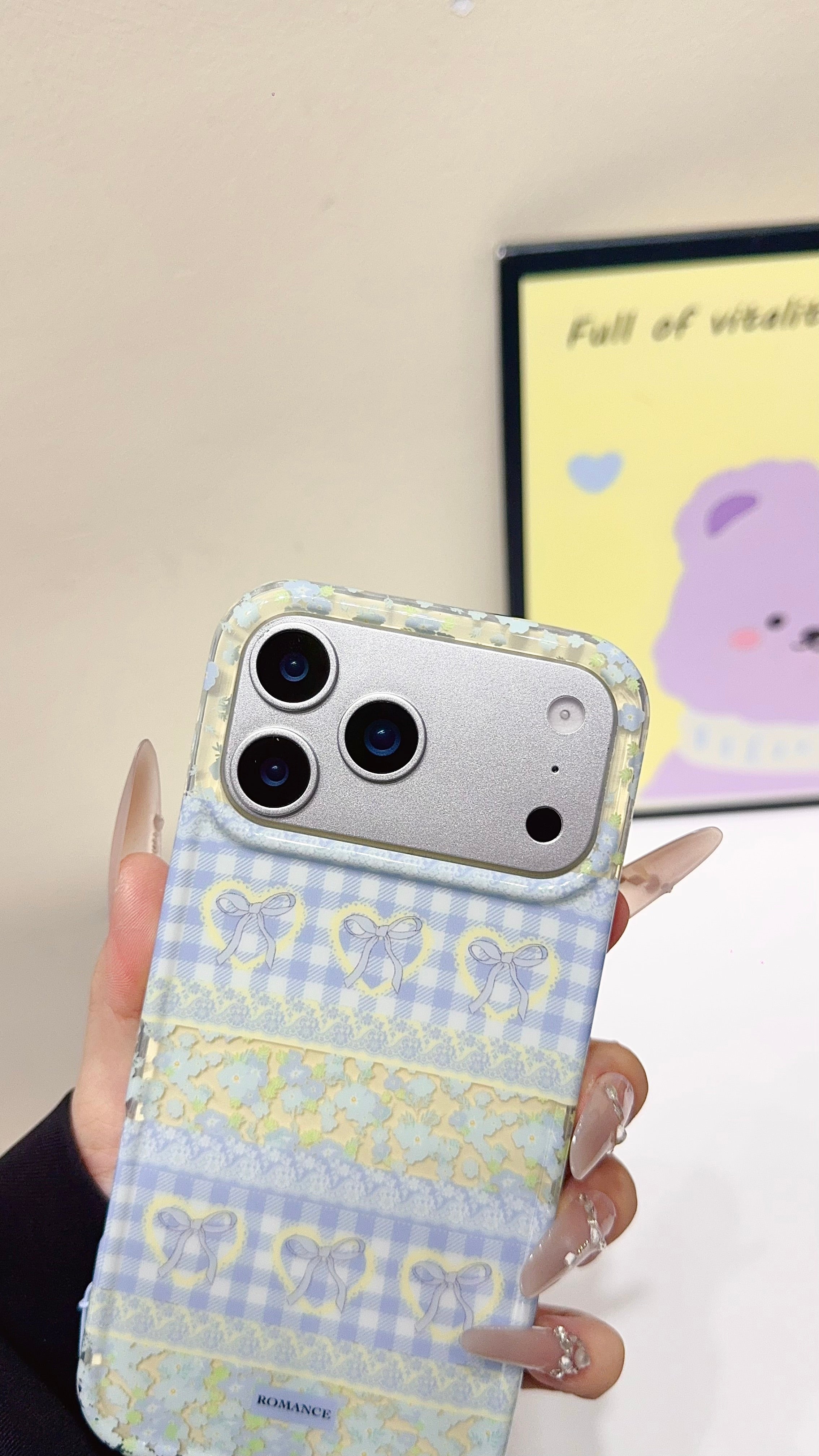 Pastel Bow & Floral Aesthetic iPhone Case With Charm Strap