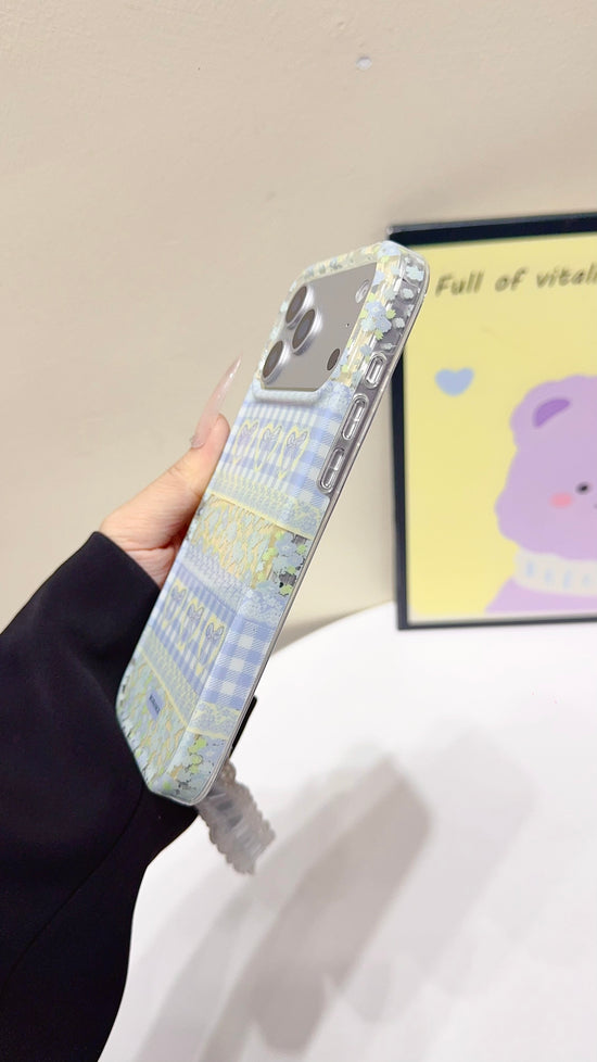 Pastel Bow & Floral Aesthetic iPhone Case With Charm Strap