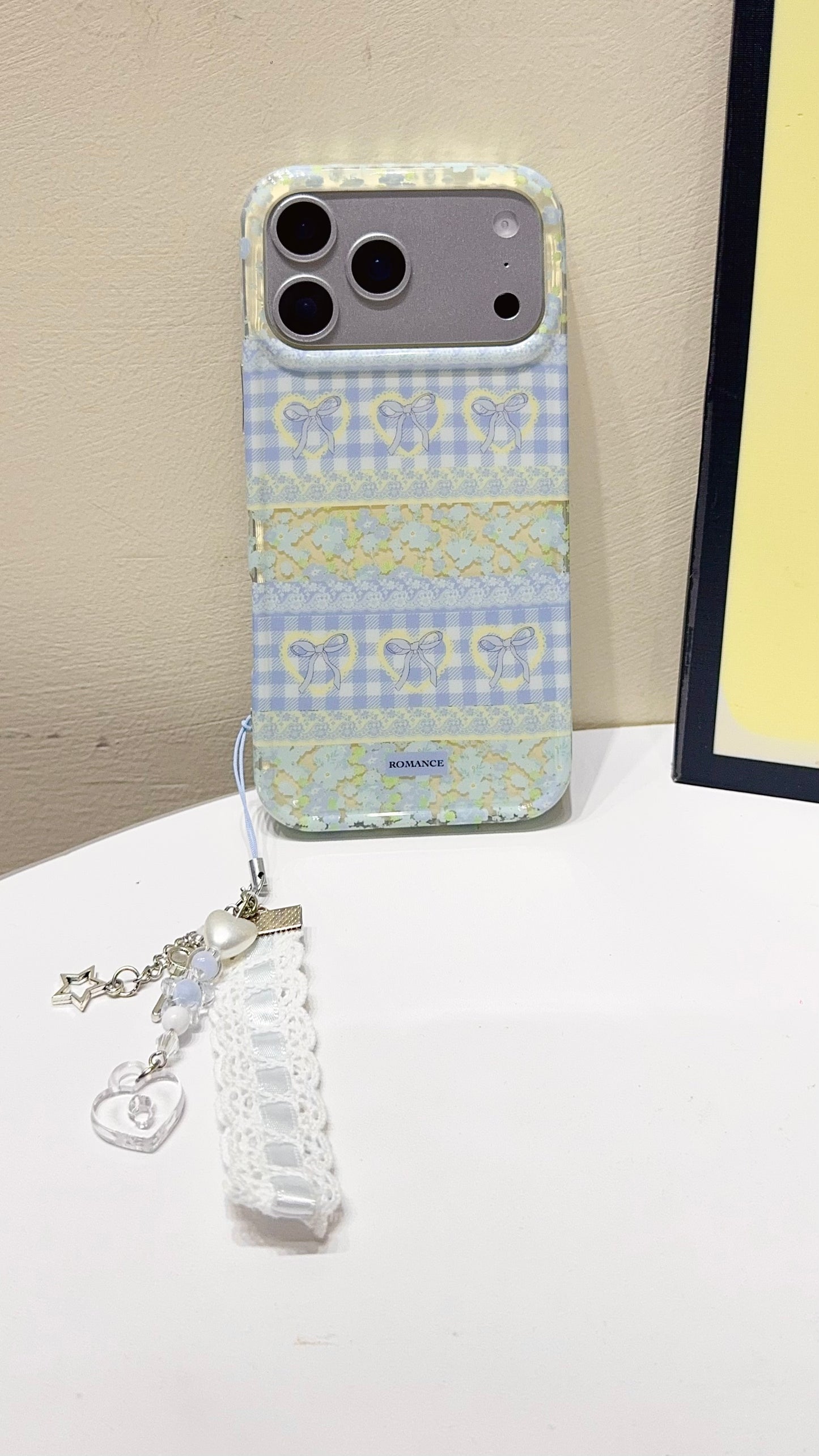 Pastel Bow & Floral Aesthetic iPhone Case With Charm Strap