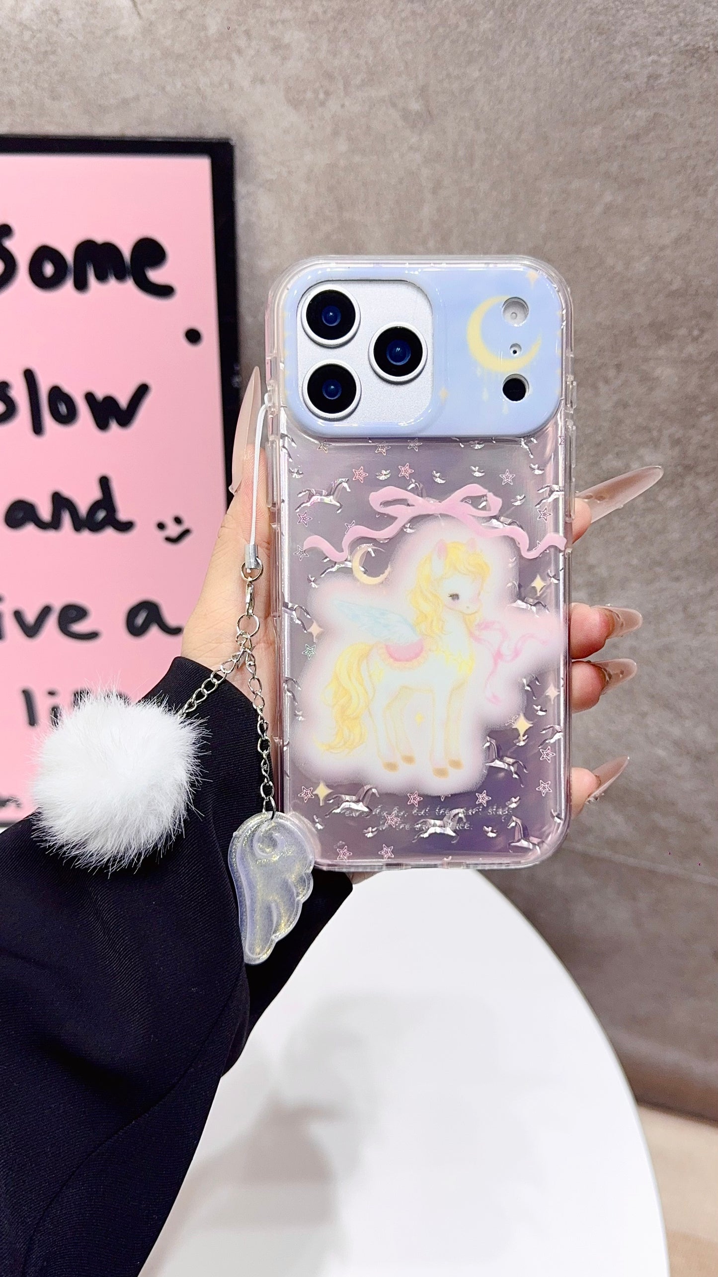 Cute Unicorn iPhone Case with Soft Charm – Clear Protective Cover