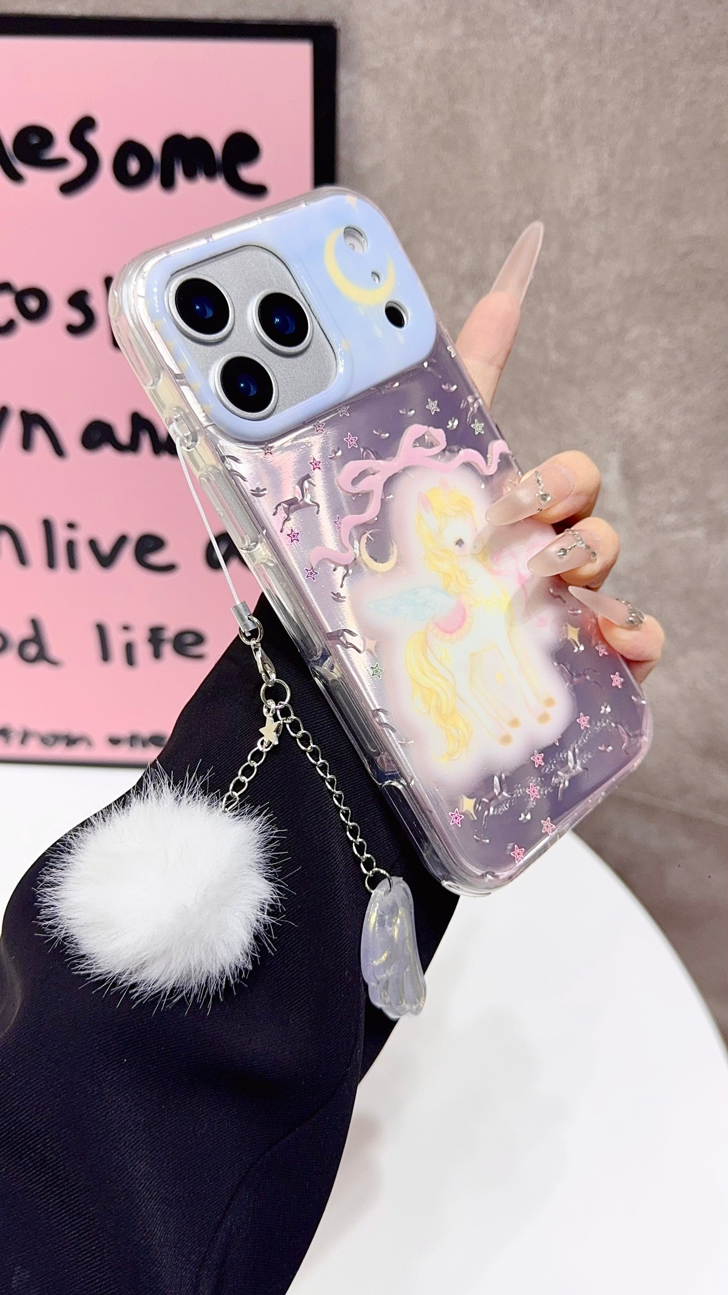 Cute Unicorn iPhone Case with Soft Charm – Clear Protective Cover