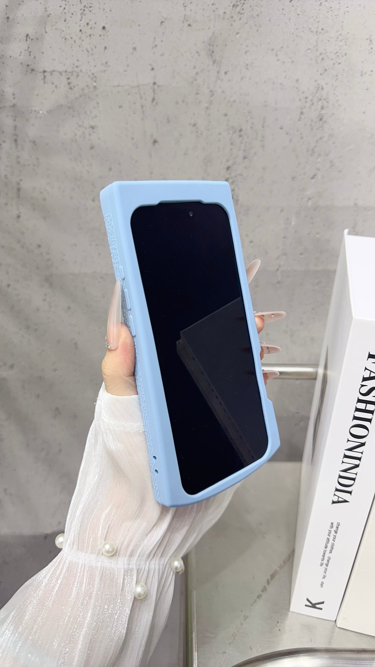 Trendy Blue Pants-Style Phone Case with Cute Drawstring Design