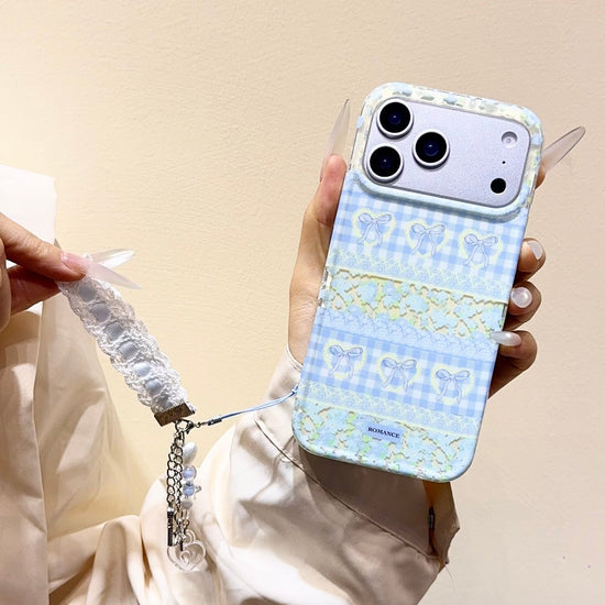 Pastel Bow & Floral Aesthetic iPhone Case With Charm Strap
