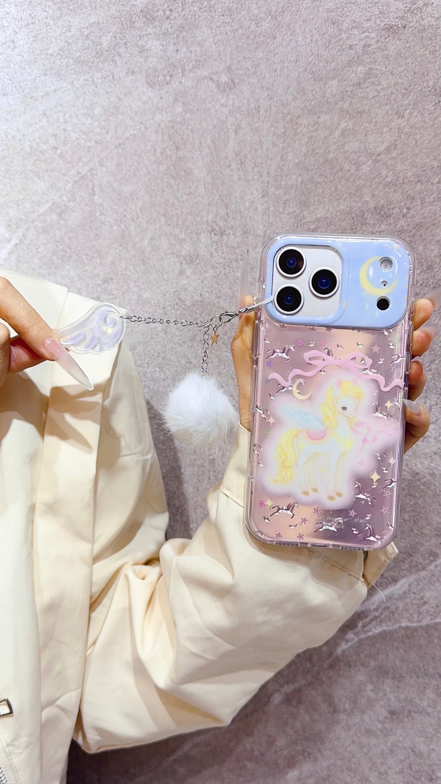 Cute Unicorn iPhone Case with Soft Charm – Clear Protective Cover