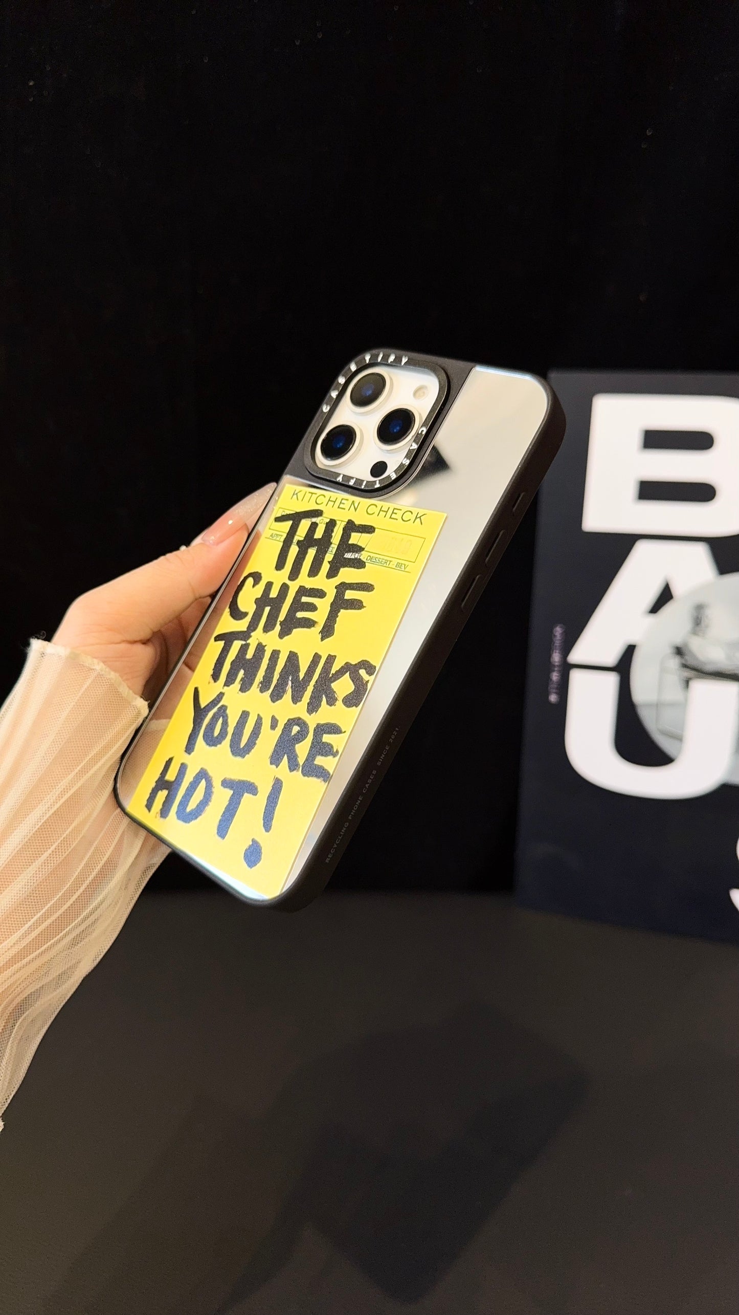 Trendy Mirror iPhone Case with Bold Chef Quote