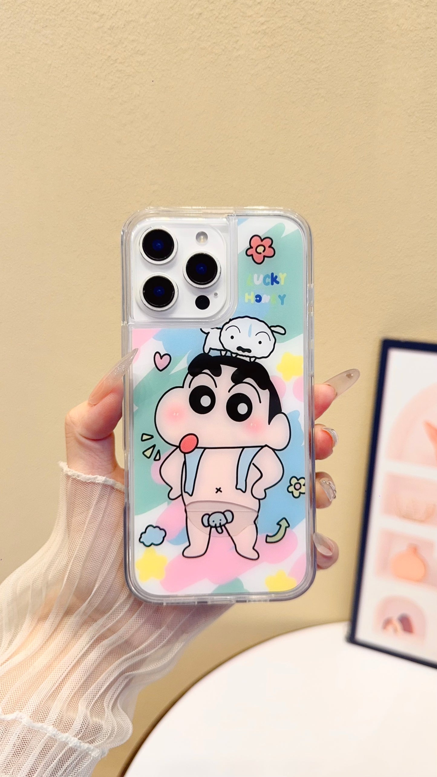 Cute Cartoon Character iPhone Case – Clear Protective Cover with Pastel Aesthetic