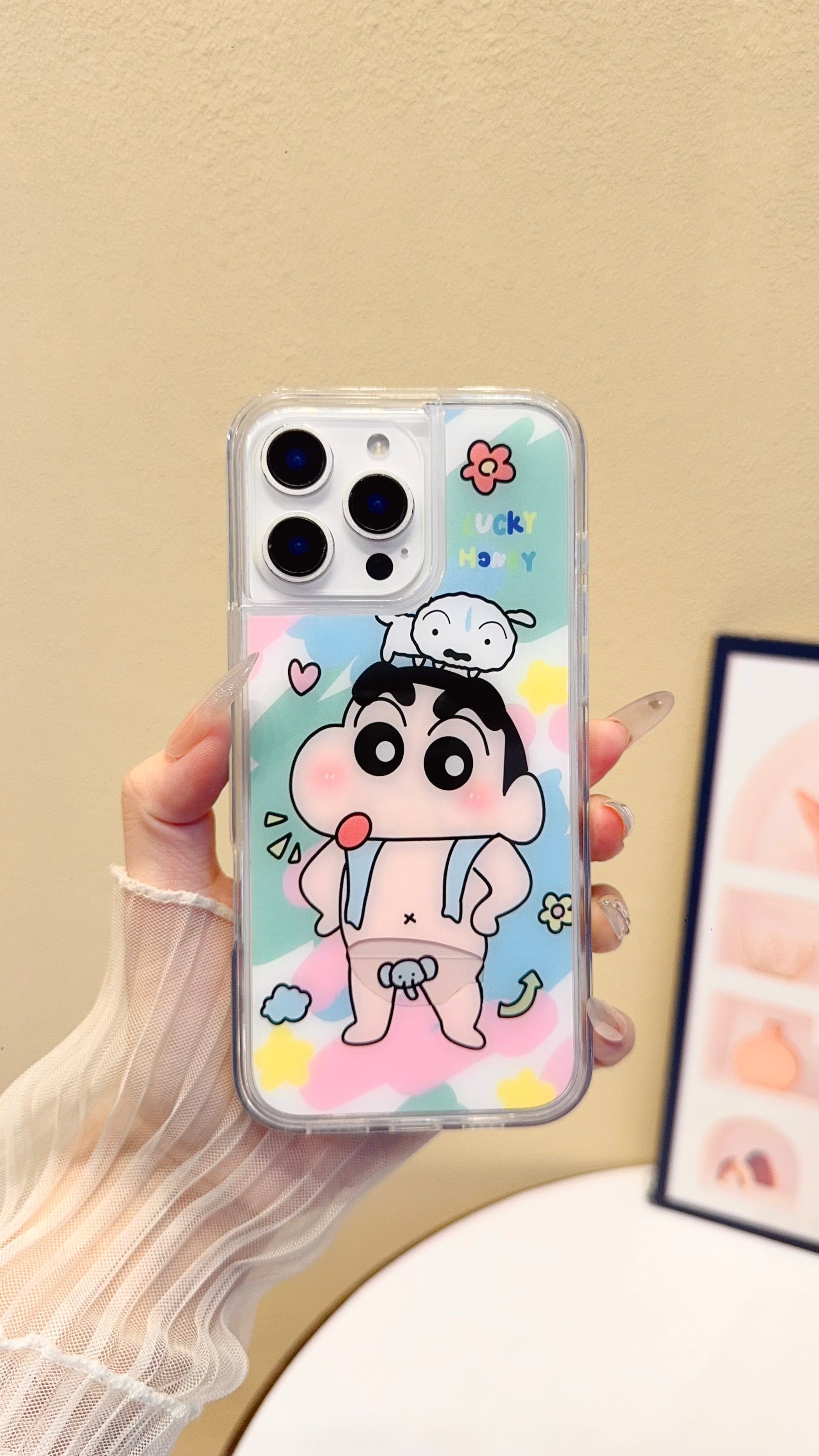 Cute Cartoon Character iPhone Case – Clear Protective Cover with Pastel Aesthetic