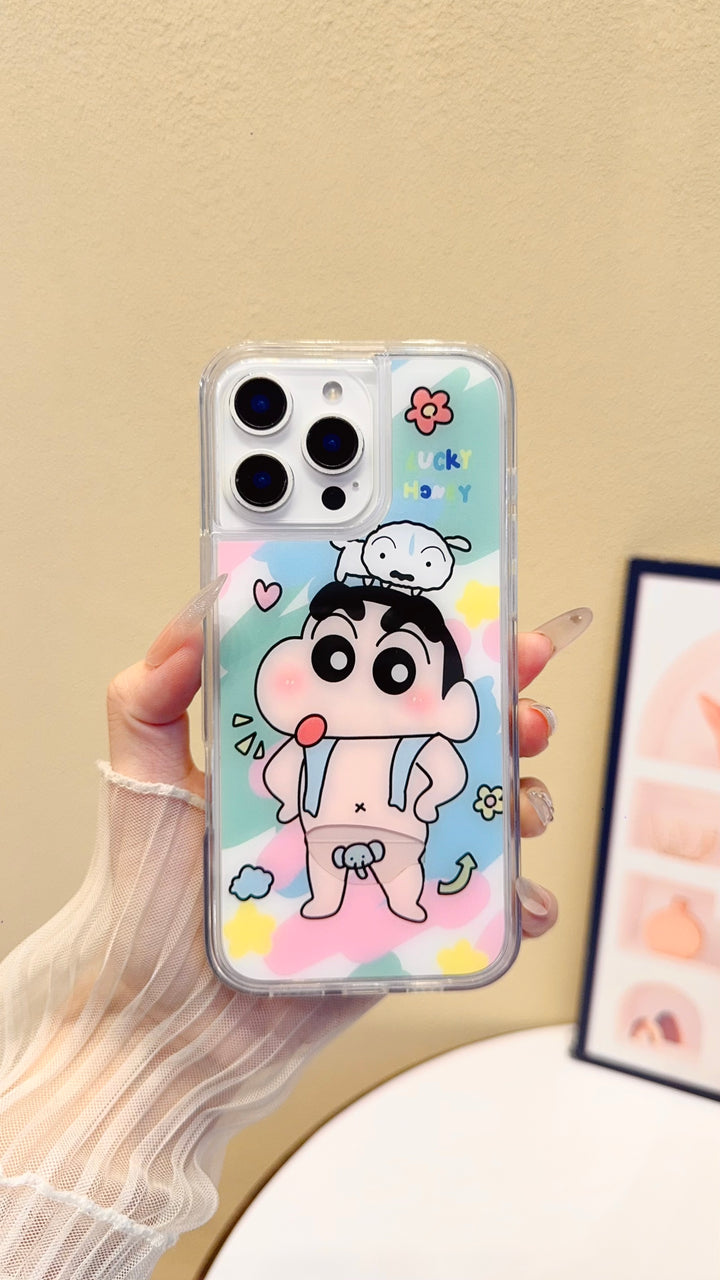 Cute Cartoon Character iPhone Case – Clear Protective Cover with Pastel Aesthetic