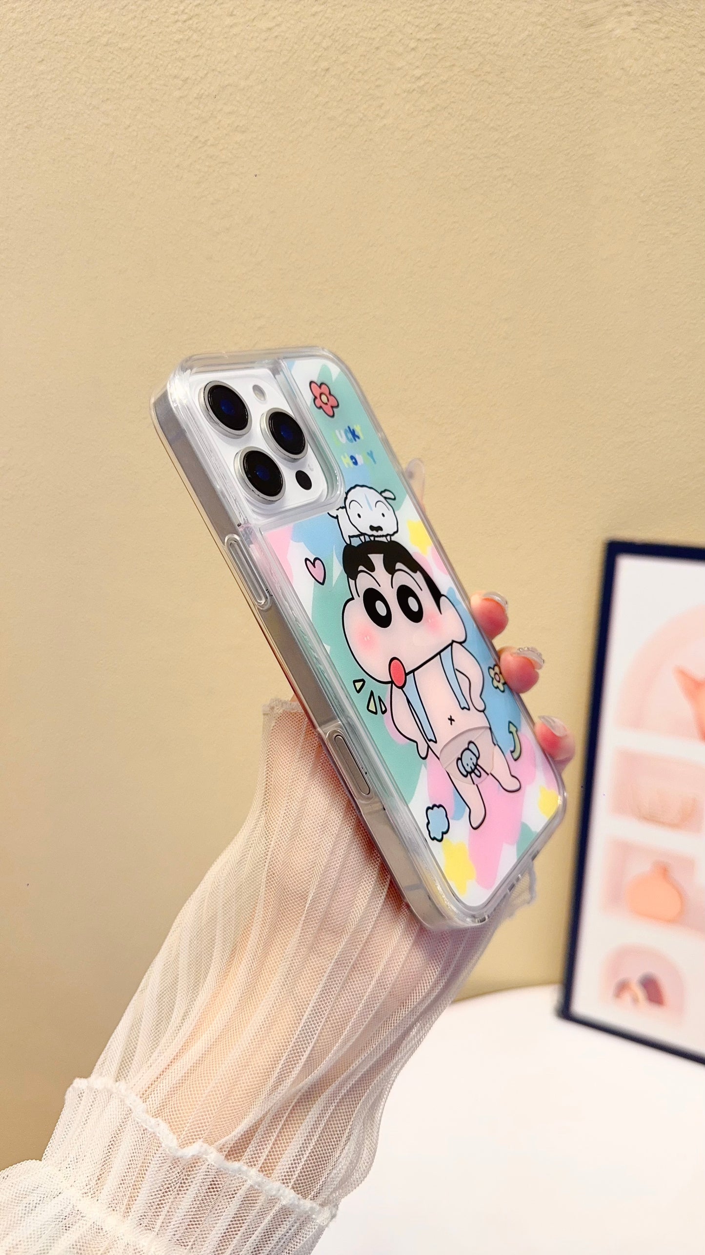 Cute Cartoon Character iPhone Case – Clear Protective Cover with Pastel Aesthetic