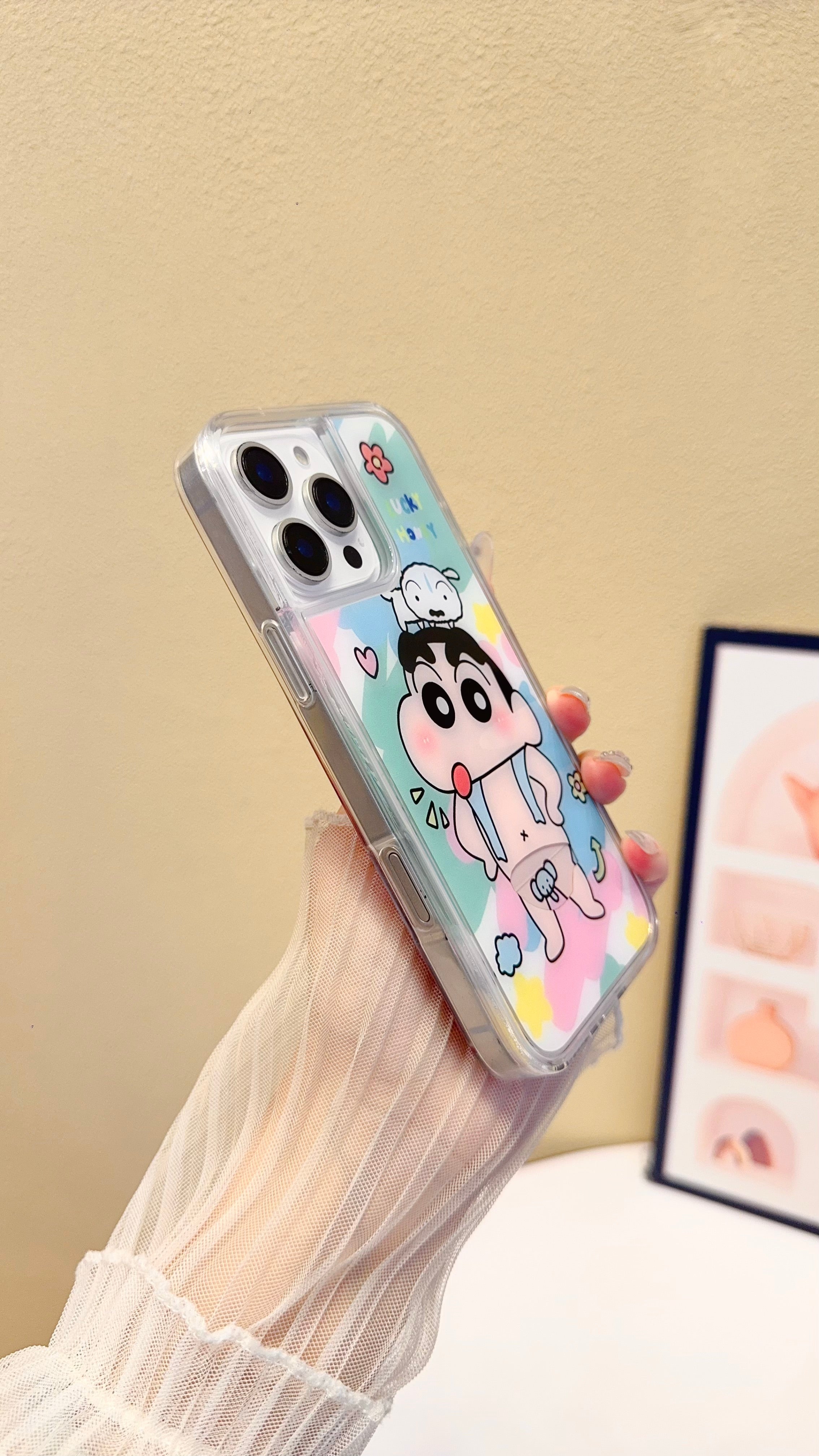 Cute Cartoon Character iPhone Case – Clear Protective Cover with Pastel Aesthetic