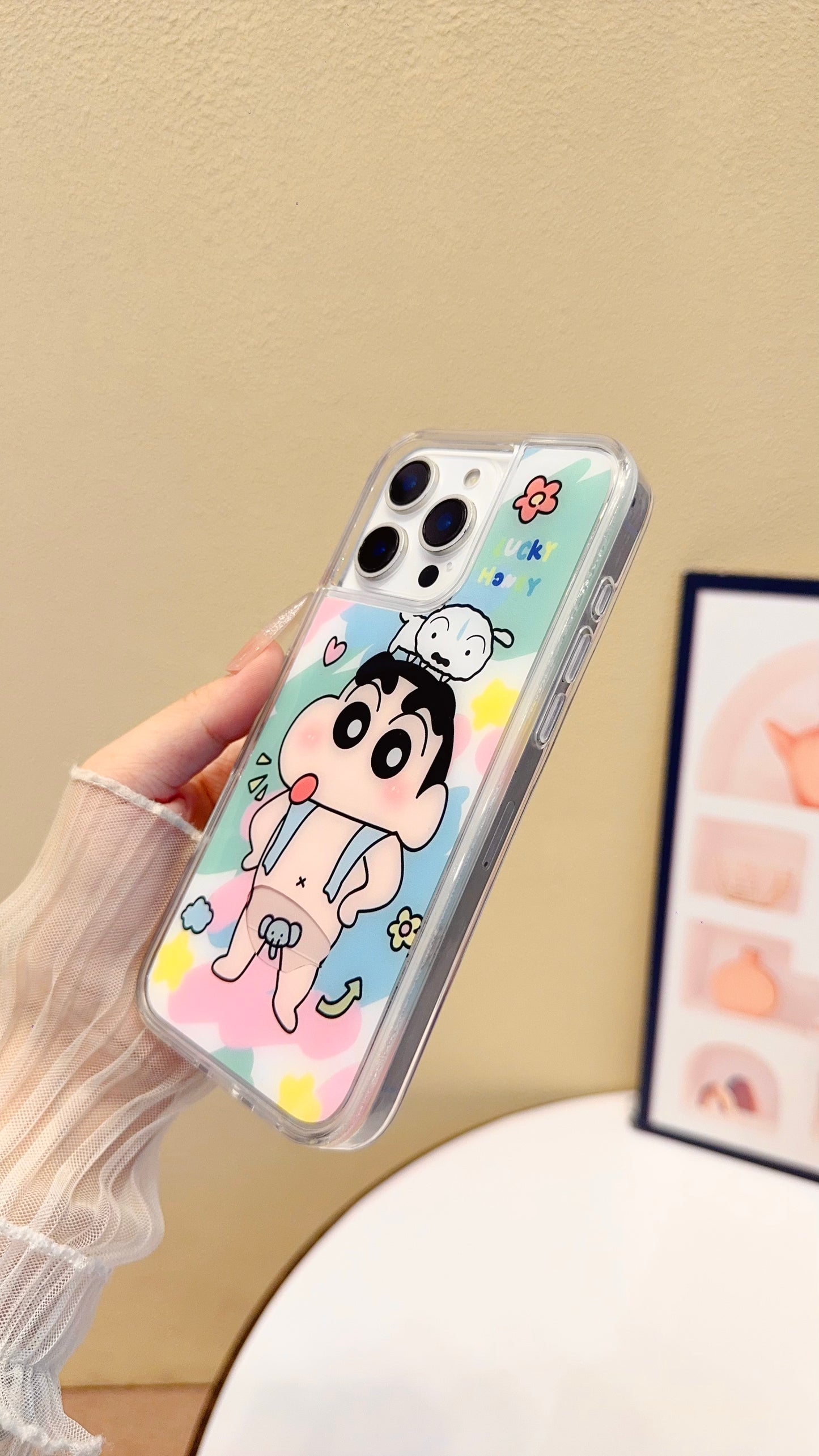 Cute Cartoon Character iPhone Case – Clear Protective Cover with Pastel Aesthetic