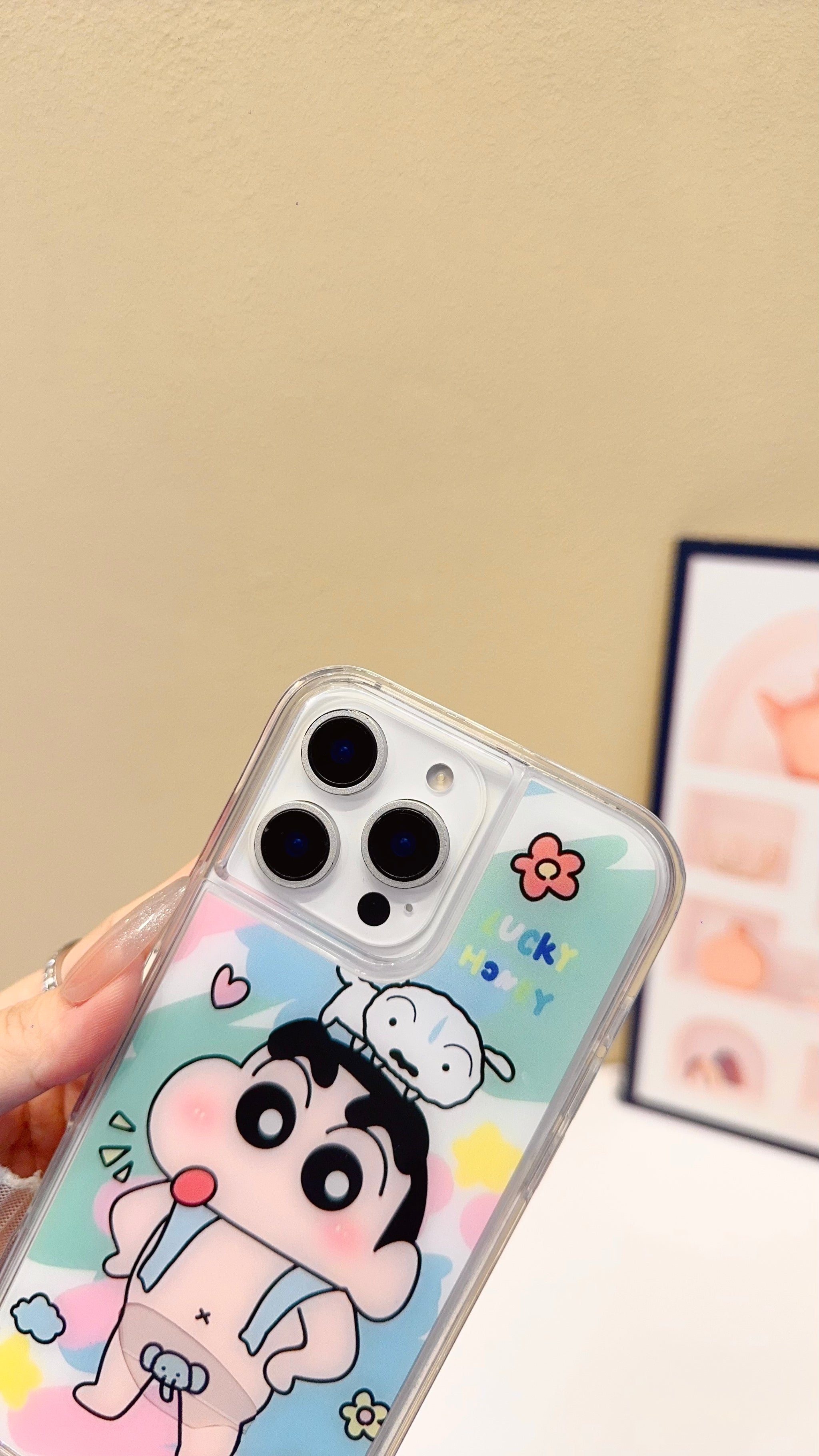 Cute Cartoon Character iPhone Case – Clear Protective Cover with Pastel Aesthetic