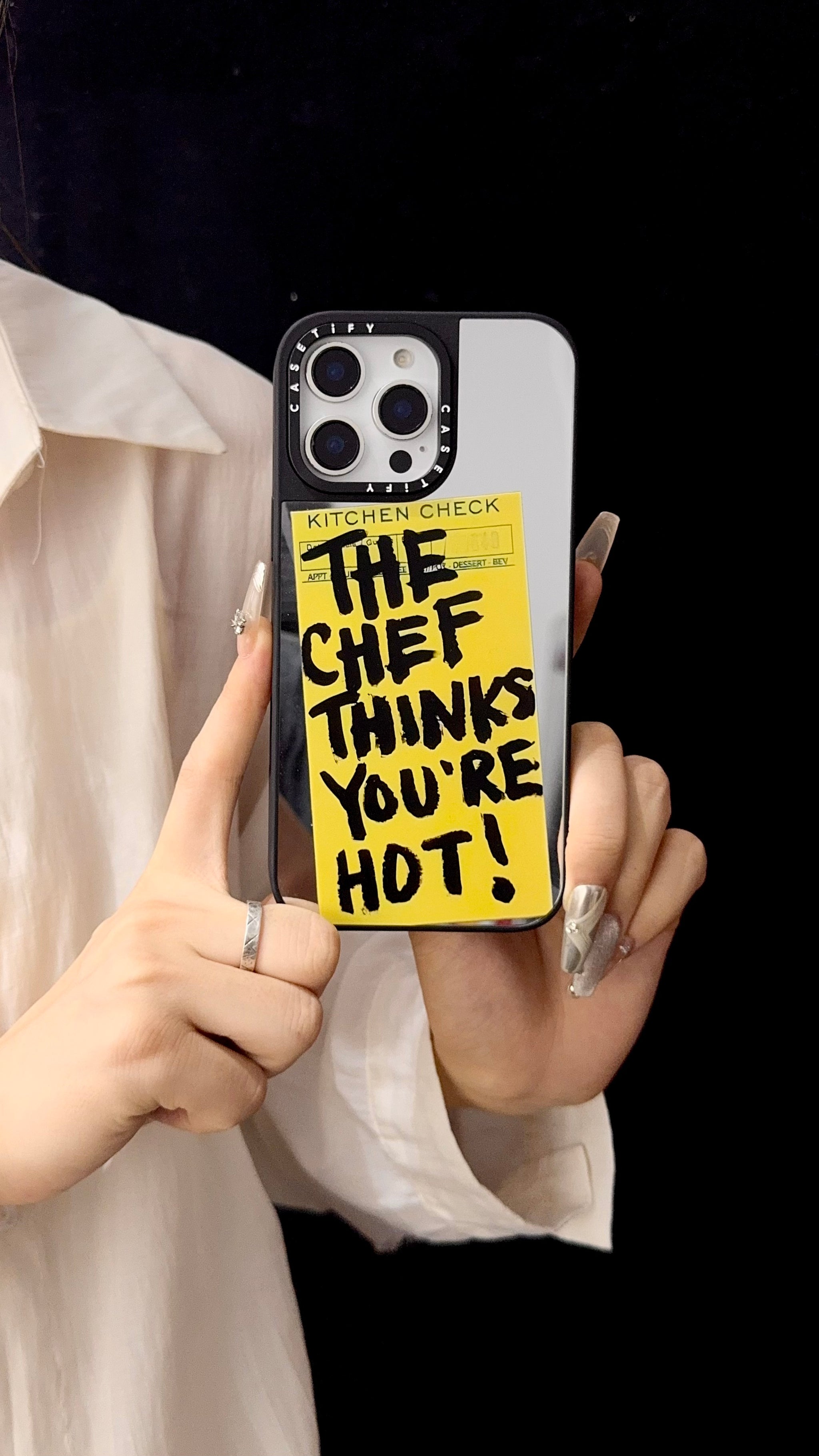 Trendy Mirror iPhone Case with Bold Chef Quote