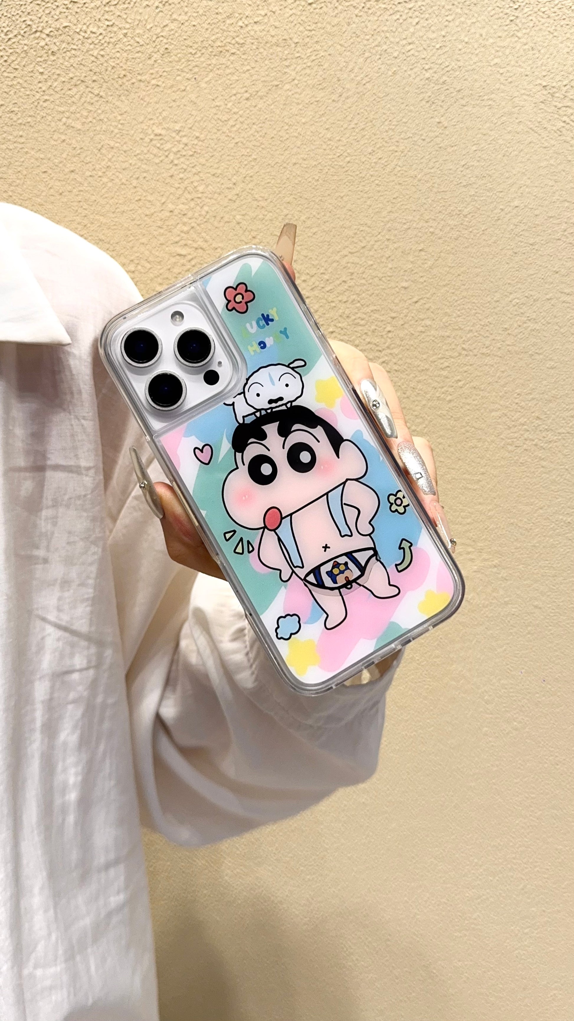 Cute Cartoon Character iPhone Case – Clear Protective Cover with Pastel Aesthetic