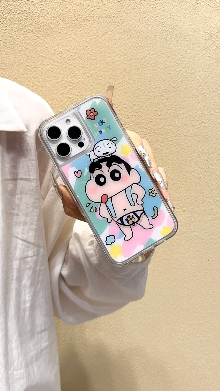 Cute Cartoon Character iPhone Case – Clear Protective Cover with Pastel Aesthetic