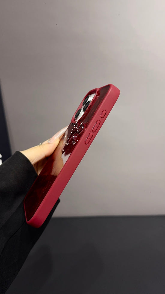 Red Ruby Bow iPhone Case – Glossy Protective Cover with 3D Bow Design