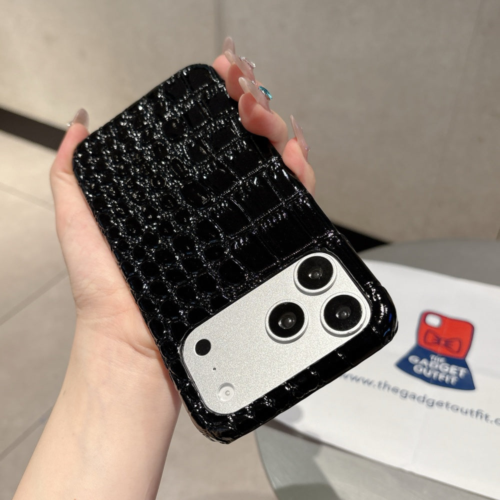 Shadow Croc iPhone Case – Glossy Black Statement Cover