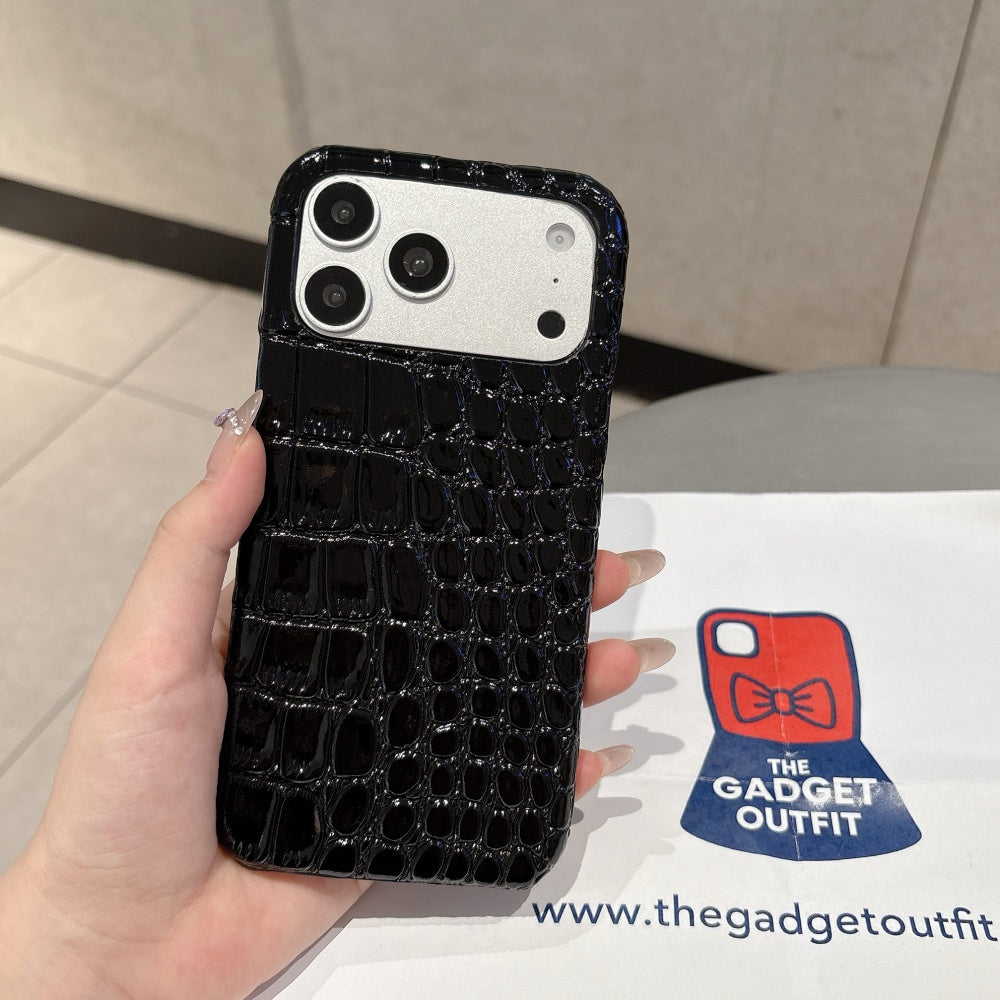 Shadow Croc iPhone Case – Glossy Black Statement Cover