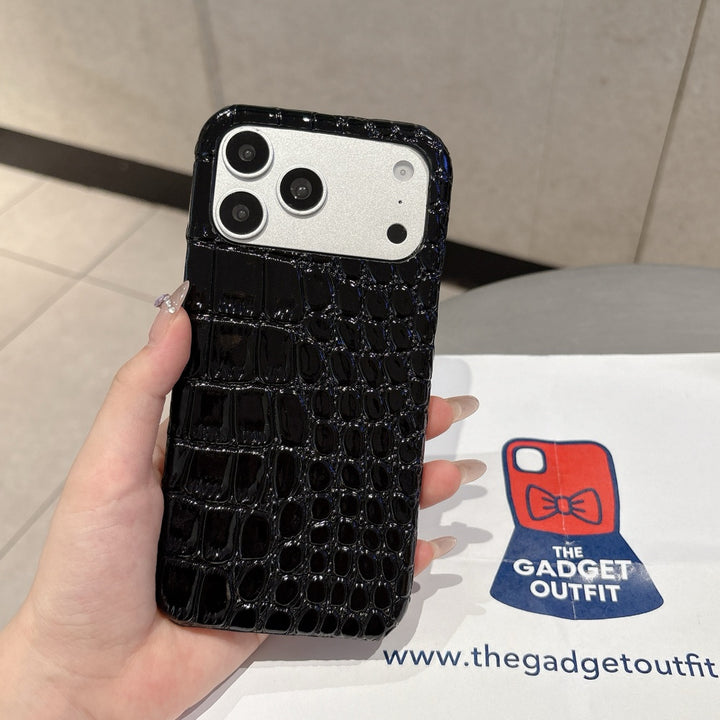 Shadow Croc iPhone Case – Glossy Black Statement Cover