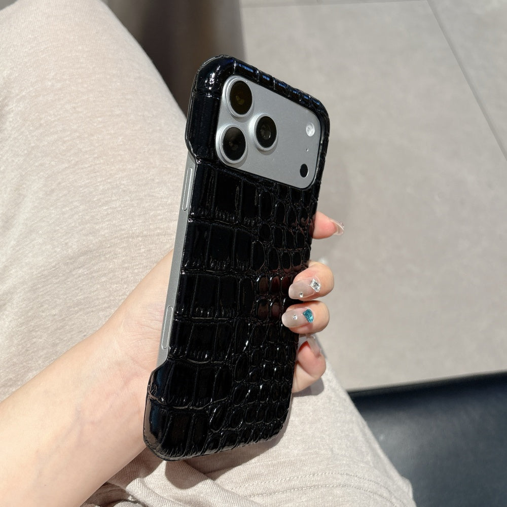 Shadow Croc iPhone Case – Glossy Black Statement Cover