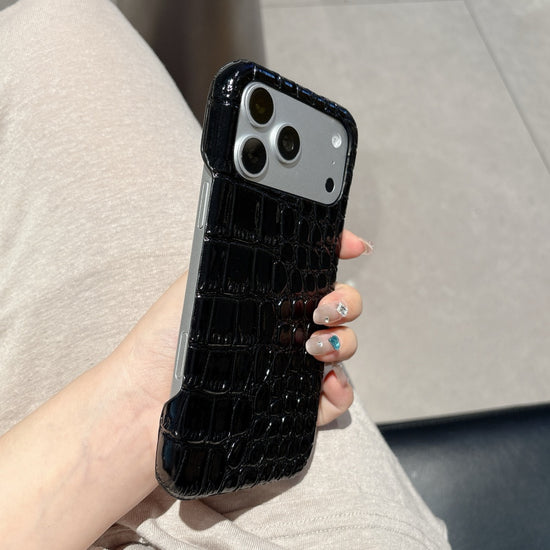 Shadow Croc iPhone Case – Glossy Black Statement Cover