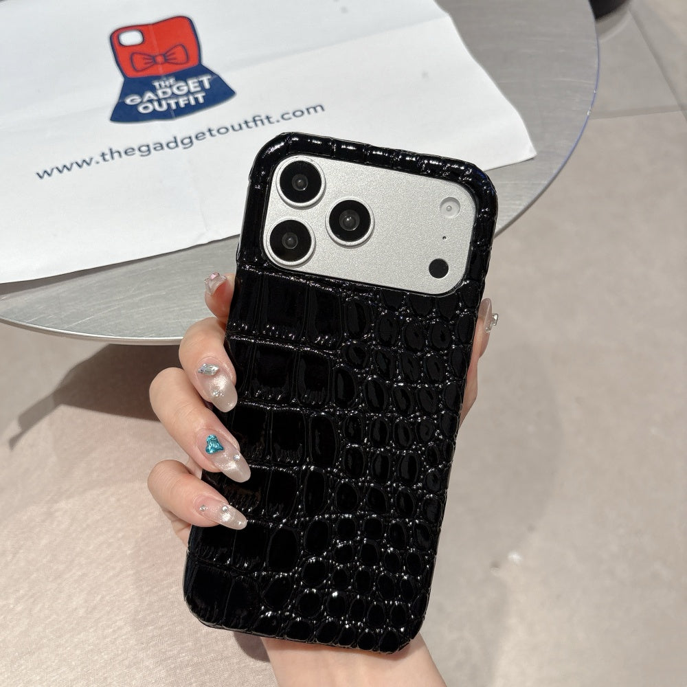 Shadow Croc iPhone Case – Glossy Black Statement Cover