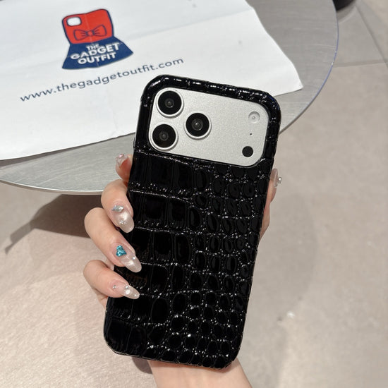 Shadow Croc iPhone Case – Glossy Black Statement Cover