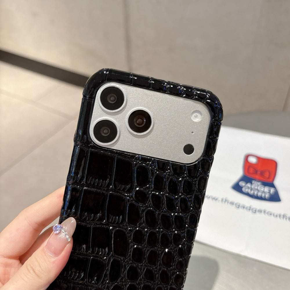 Shadow Croc iPhone Case – Glossy Black Statement Cover
