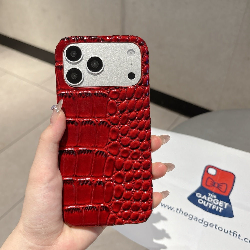 Ruby Croc iPhone Case – Striking Red Texture with Luxury Appeal