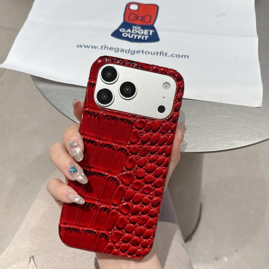 Ruby Croc iPhone Case – Striking Red Texture with Luxury Appeal