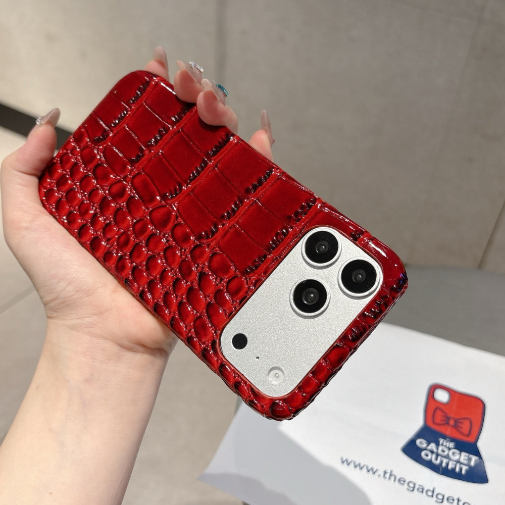 Ruby Croc iPhone Case – Striking Red Texture with Luxury Appeal