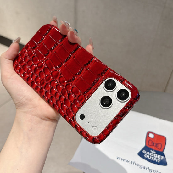 Ruby Croc iPhone Case – Striking Red Texture with Luxury Appeal