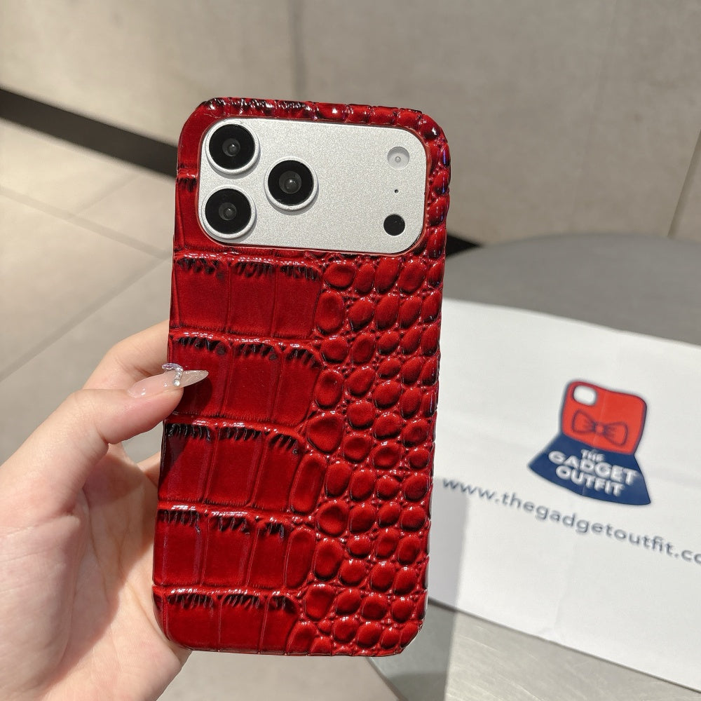 Ruby Croc iPhone Case – Striking Red Texture with Luxury Appeal