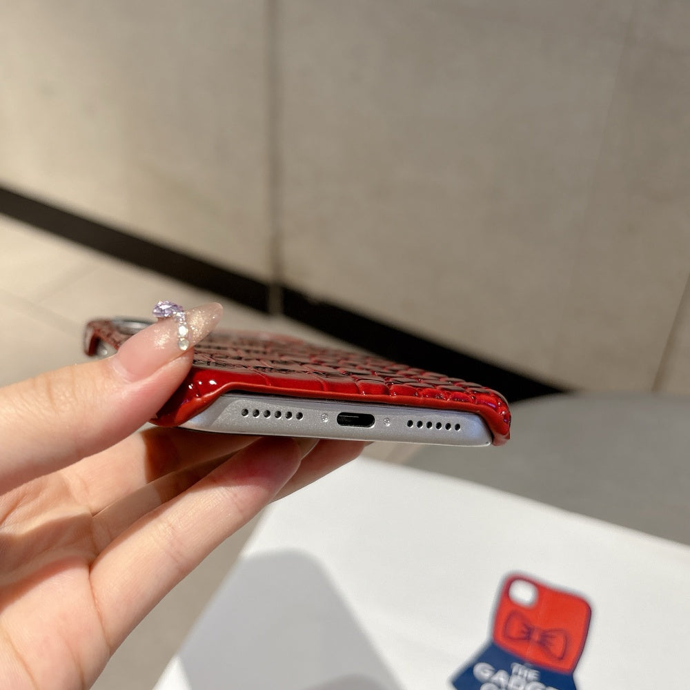 Ruby Croc iPhone Case – Striking Red Texture with Luxury Appeal