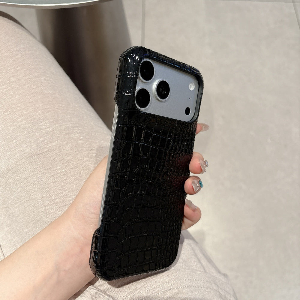 Midnight Croc Texture iPhone Case – Bold Black Luxury Phone Cover