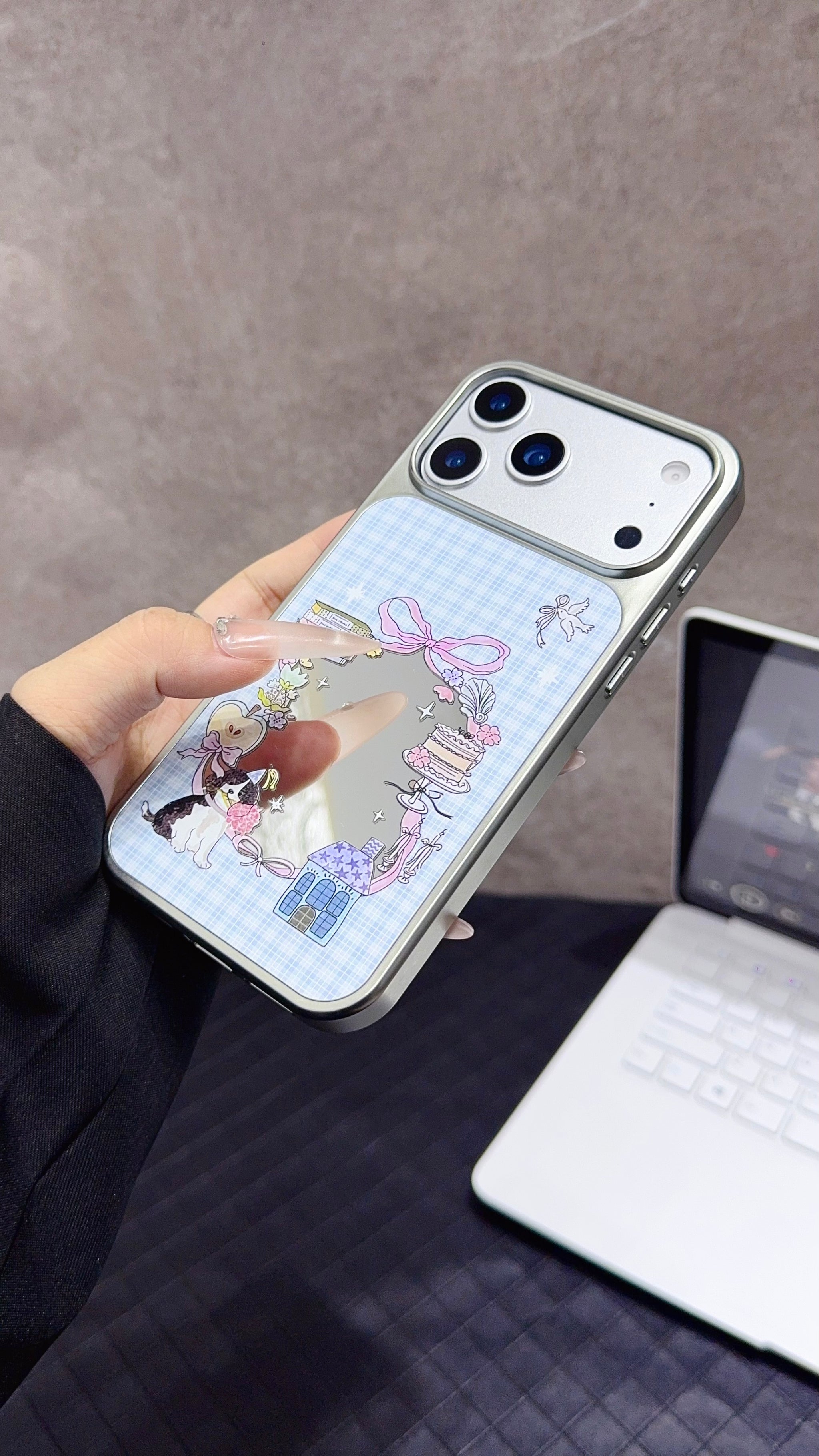 Cute Animal Phone Case With Flowers And Ribbons