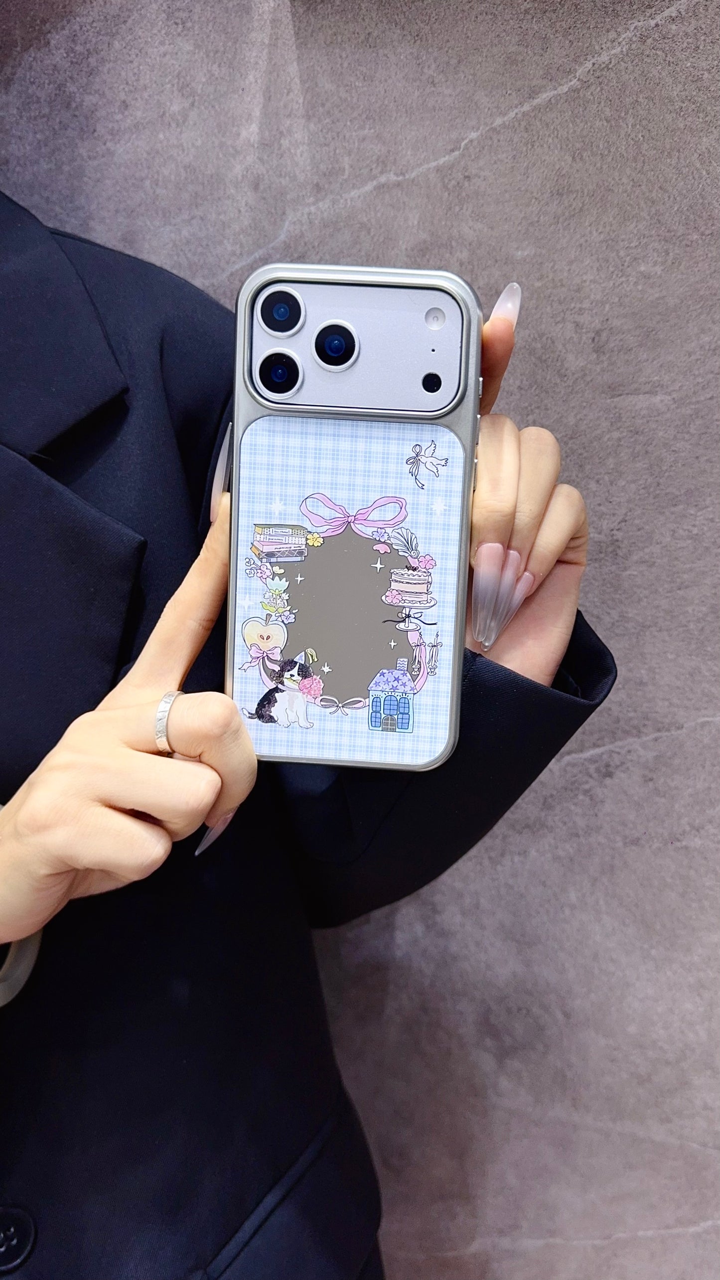 Cute Animal Phone Case With Flowers And Ribbons