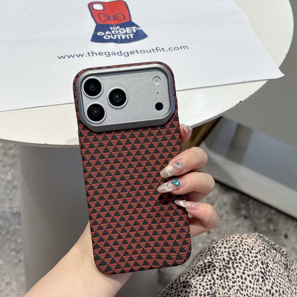 Crimson Grid iPhone Case – Modern Pattern Cover with Bold Contrast Design