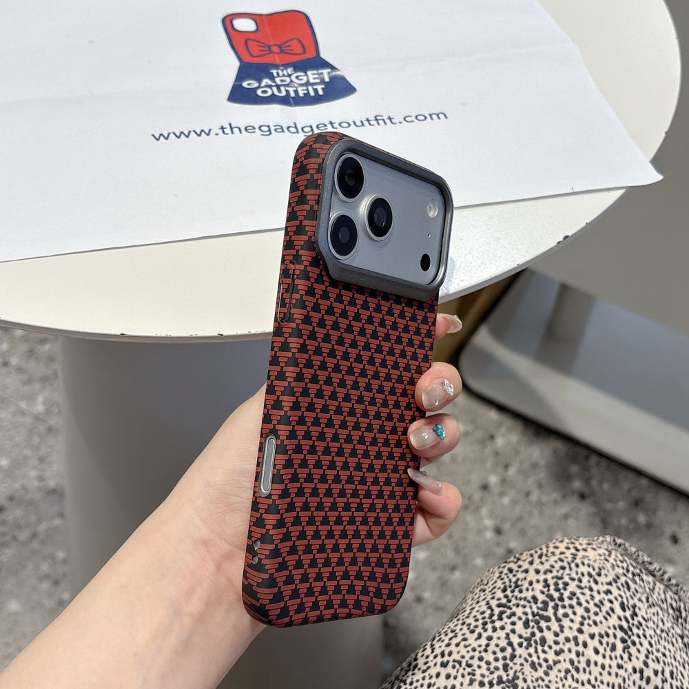 Crimson Grid iPhone Case – Modern Pattern Cover with Bold Contrast Design