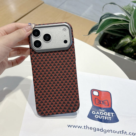Crimson Grid iPhone Case – Modern Pattern Cover with Bold Contrast Design