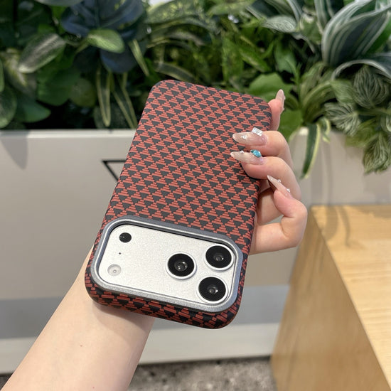 Crimson Grid iPhone Case – Modern Pattern Cover with Bold Contrast Design