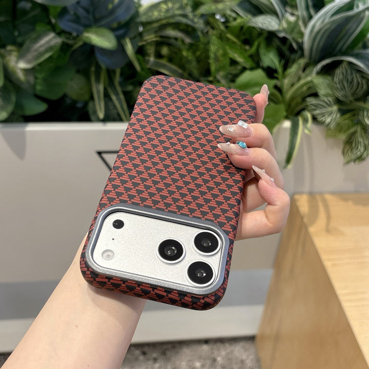 Crimson Grid iPhone Case – Modern Pattern Cover with Bold Contrast Design