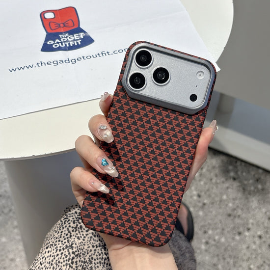 Crimson Grid iPhone Case – Modern Pattern Cover with Bold Contrast Design