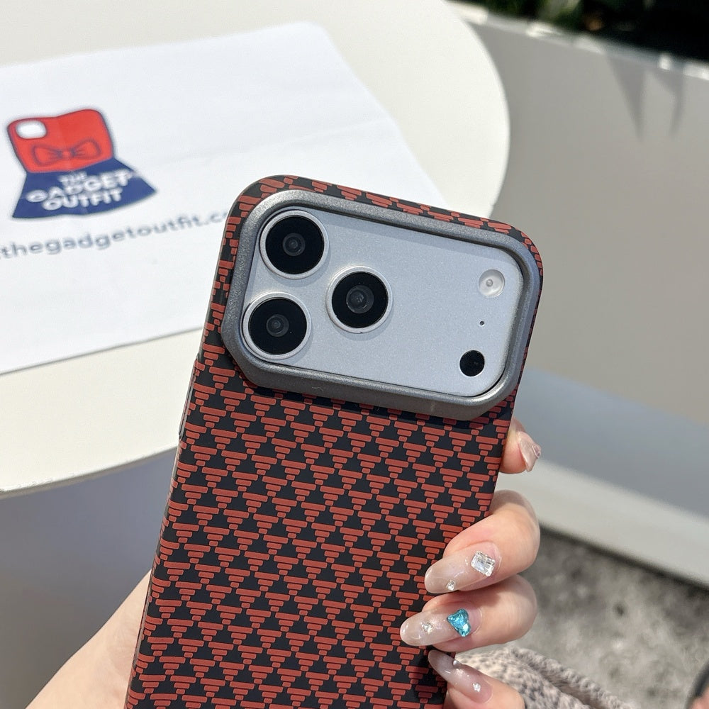Crimson Grid iPhone Case – Modern Pattern Cover with Bold Contrast Design