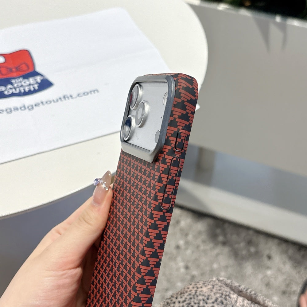 Crimson Grid iPhone Case – Modern Pattern Cover with Bold Contrast Design