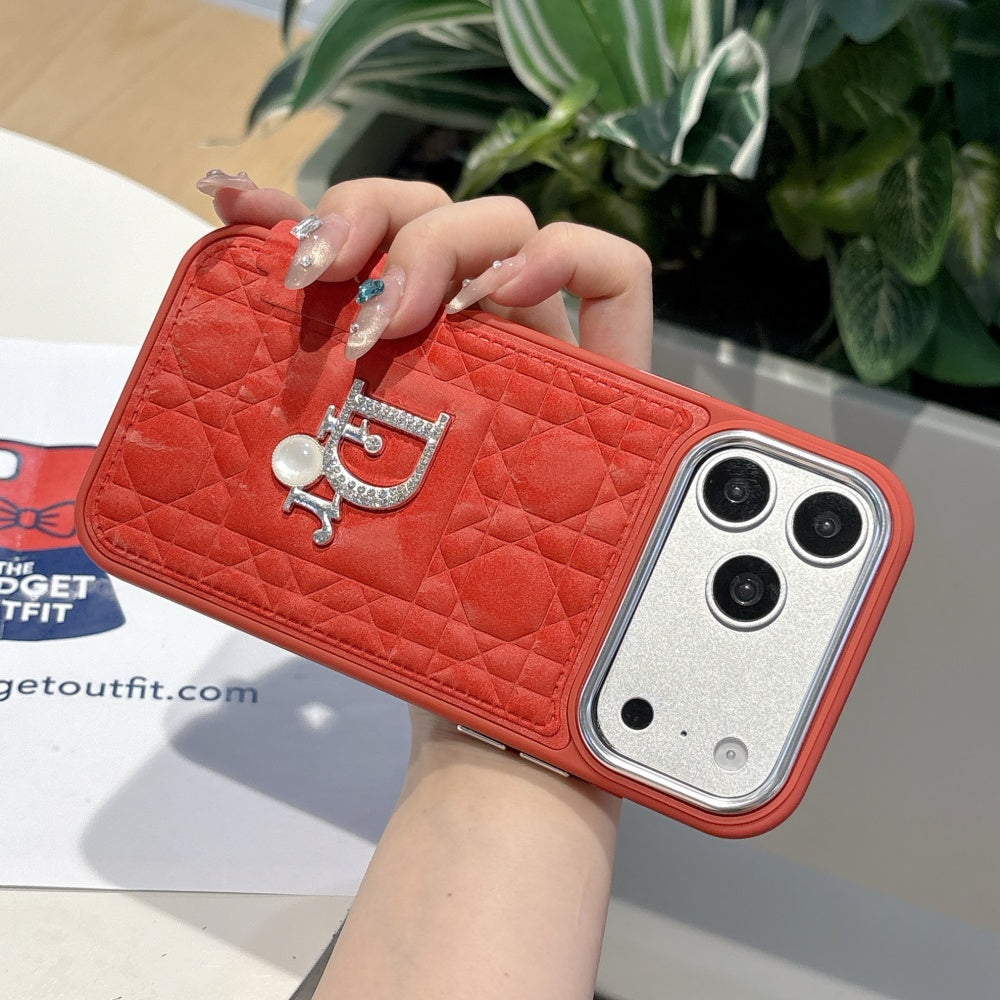 Red Quilted Camera Ring Case with Glossy Finish