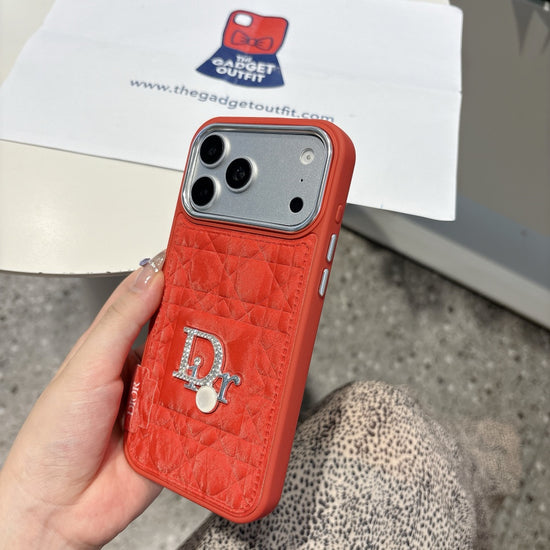 Red Quilted Camera Ring Case with Glossy Finish