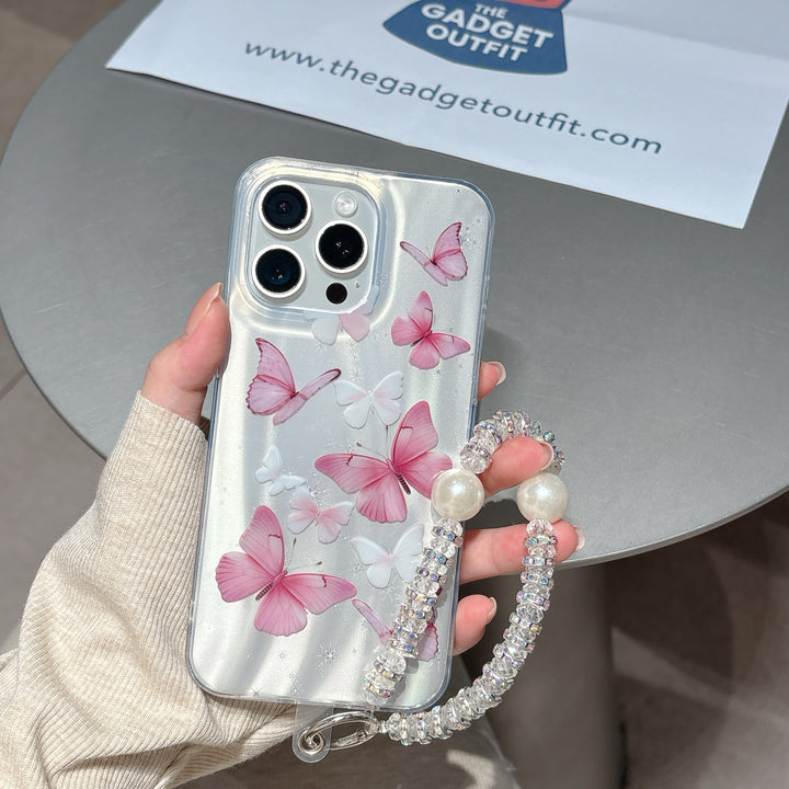 Lovely Pink Butterfly iPhone Case – Dreamy Clear Cover with Soft Shine Look